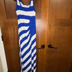 Calvin Klein- Blue and White Striped Maxi Dress